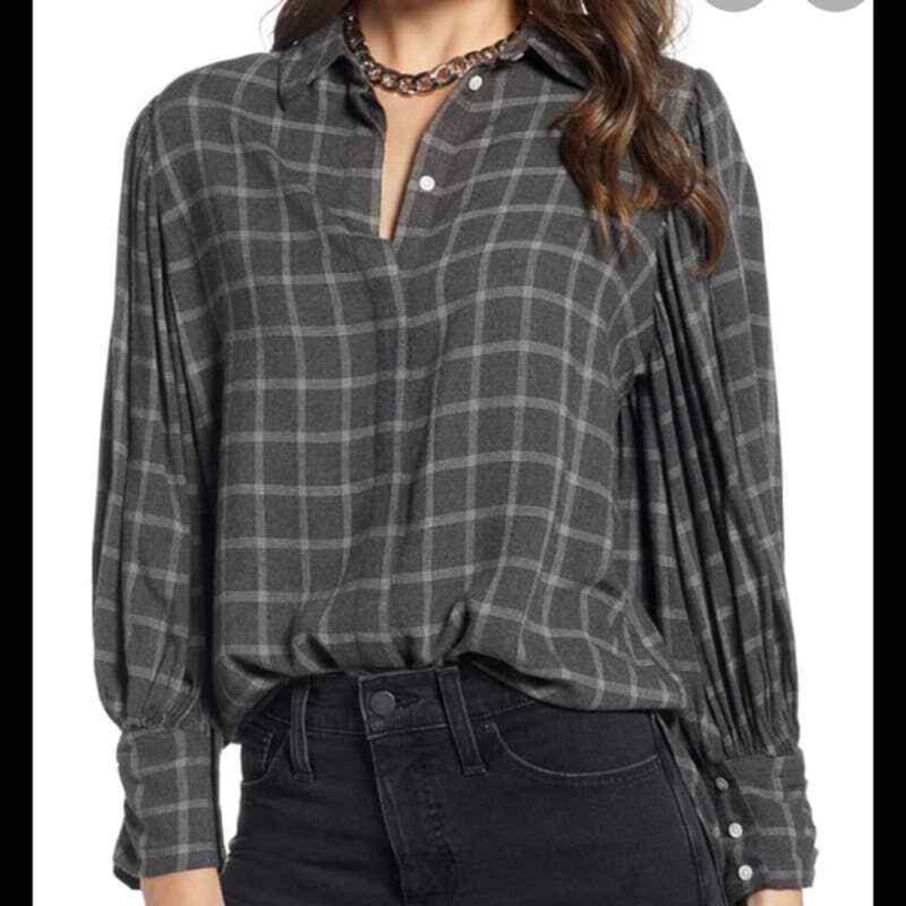 Something Navy Full Sleeve Flannel Button Up Shirt size xxs